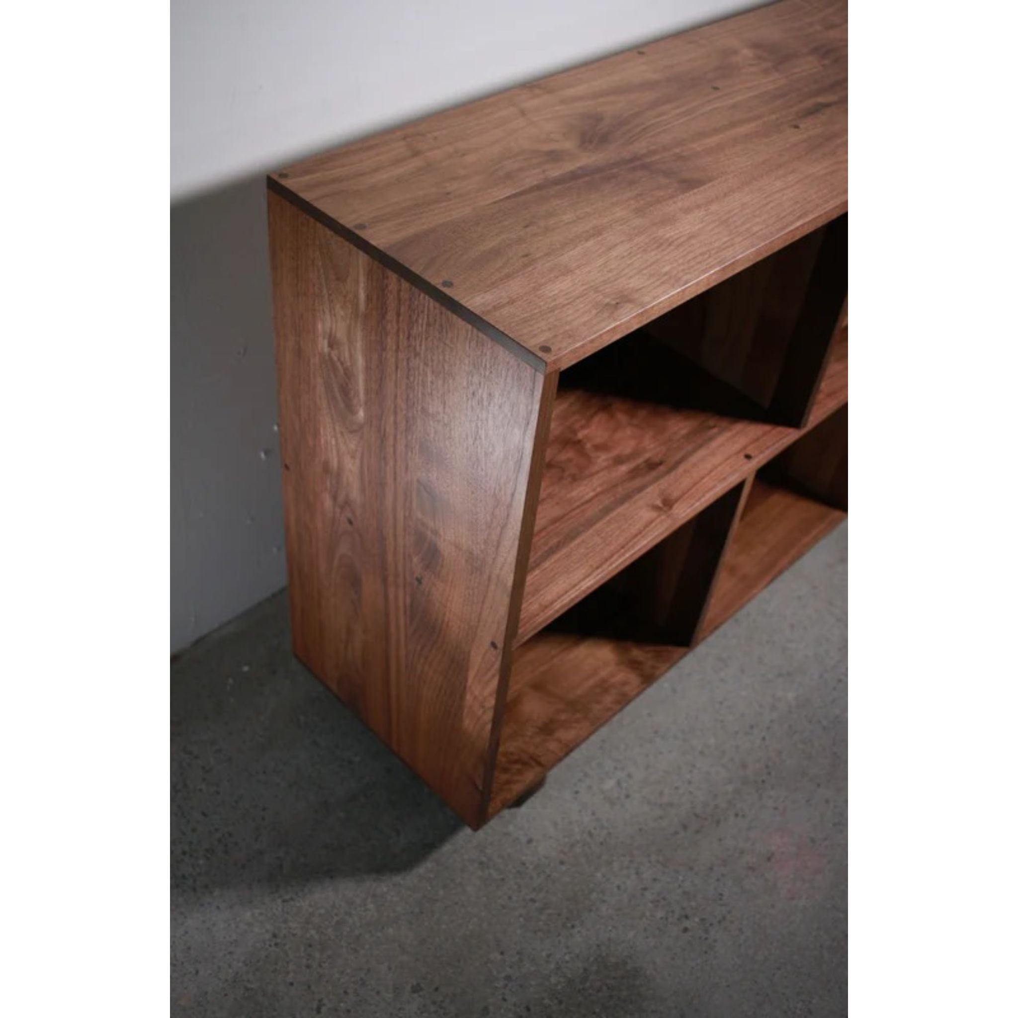 Sesto Vinyl Console 82 Wide CN82 Top Left Corner View by Tomfoolery Wood Co