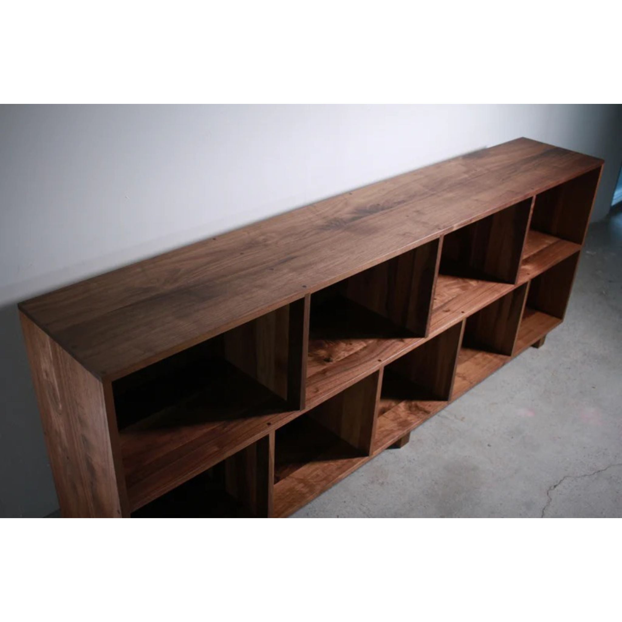 Sesto Vinyl Console 82 Wide CN82 Top Side View by Tomfoolery Wood Co