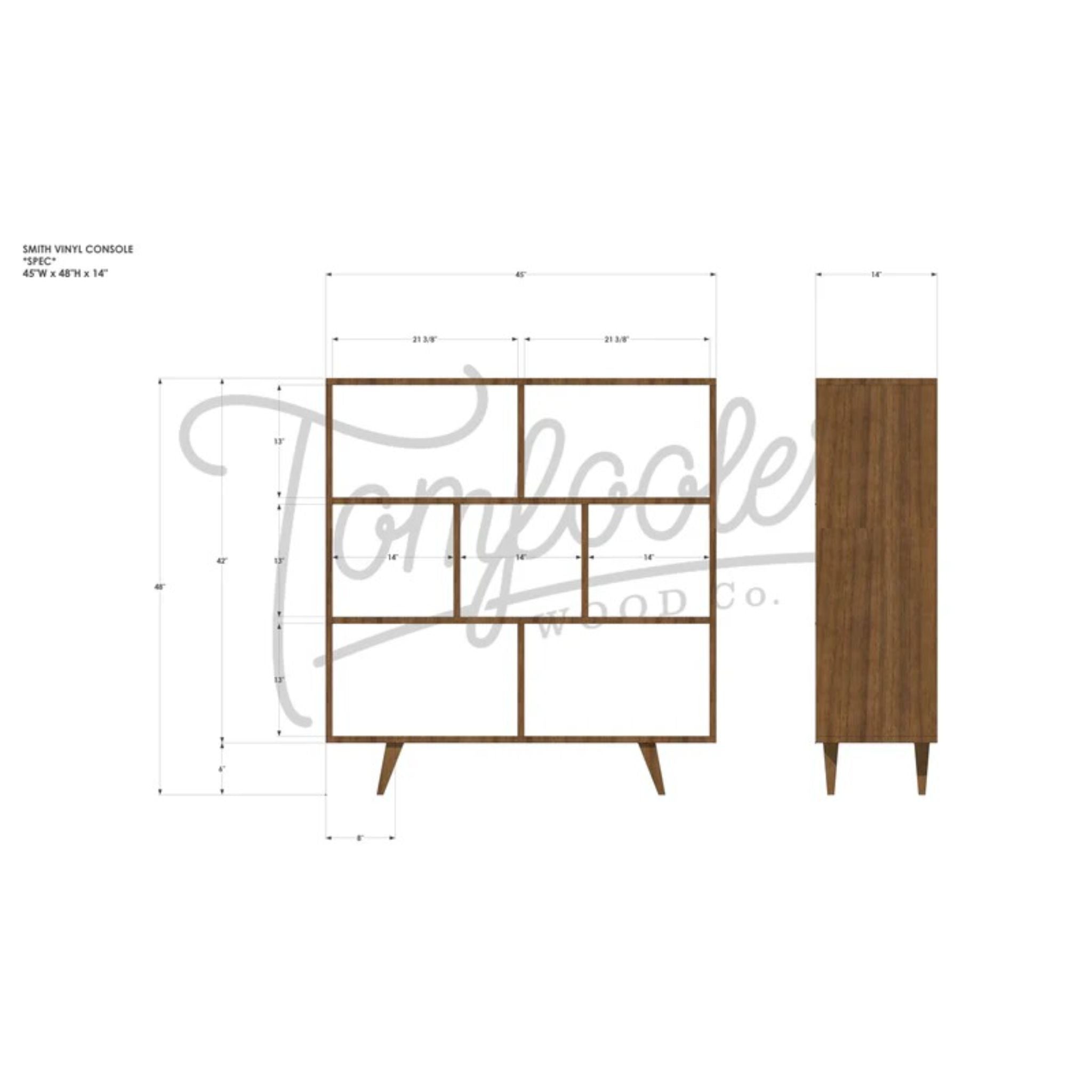 Smith Vinyl Console CN105 Dimensions by Tomfoolery Wood Co