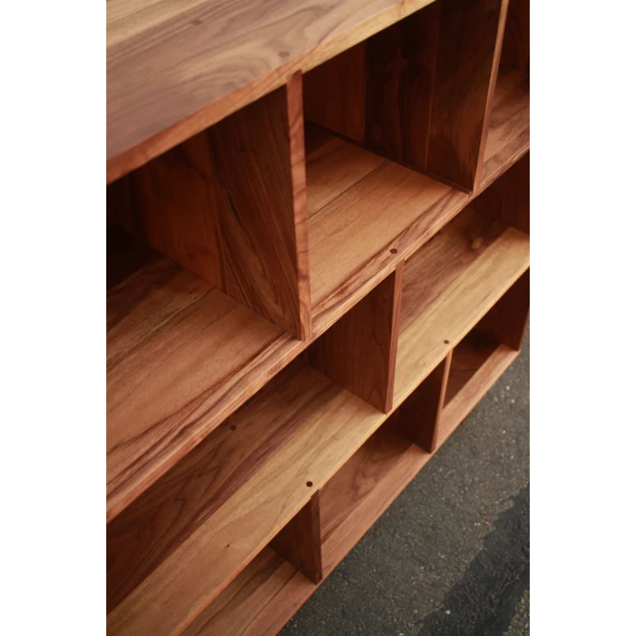 Smith Vinyl Console CN105 Shelf Closeup View by Tomfoolery Wood Co