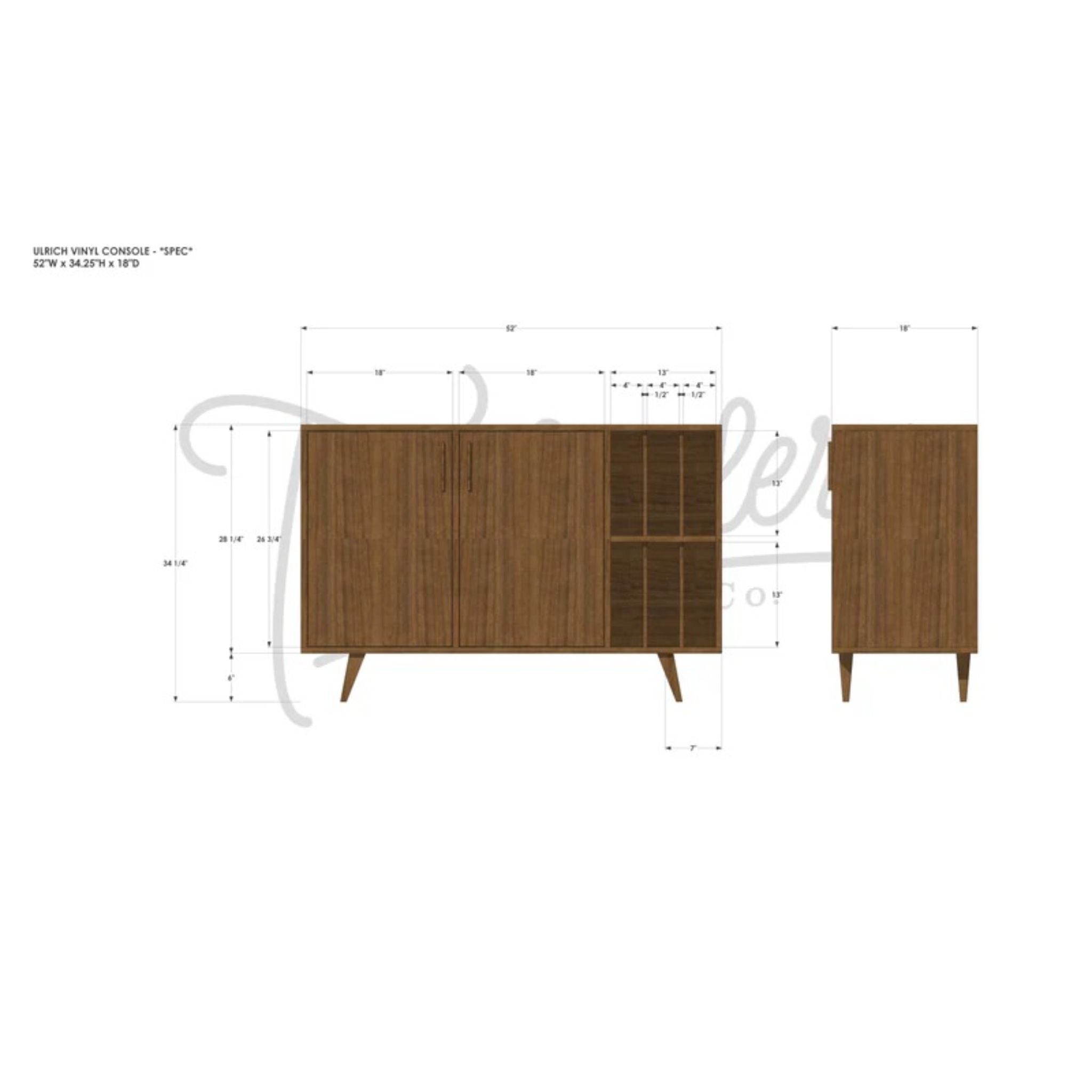 Ulrich Vinyl Console - Mid-Century Vinyl Console | Tomfoolery Wood Co.