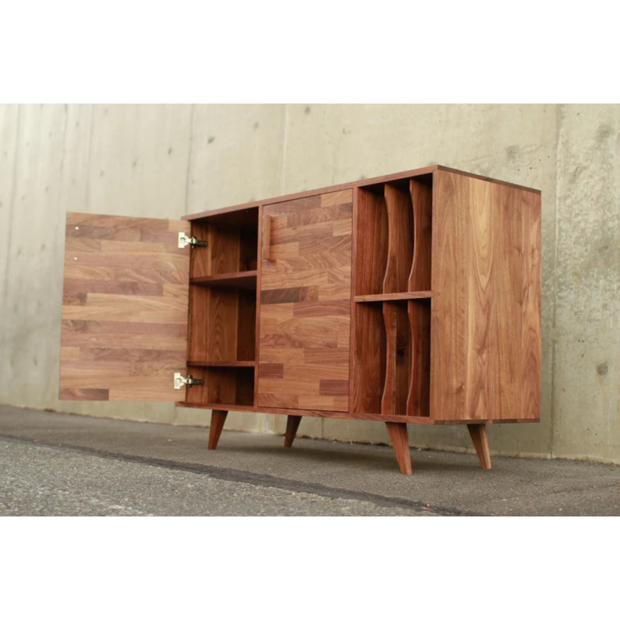 Ulrich Vinyl Console Right Side View by Tomfoolery Wood Co