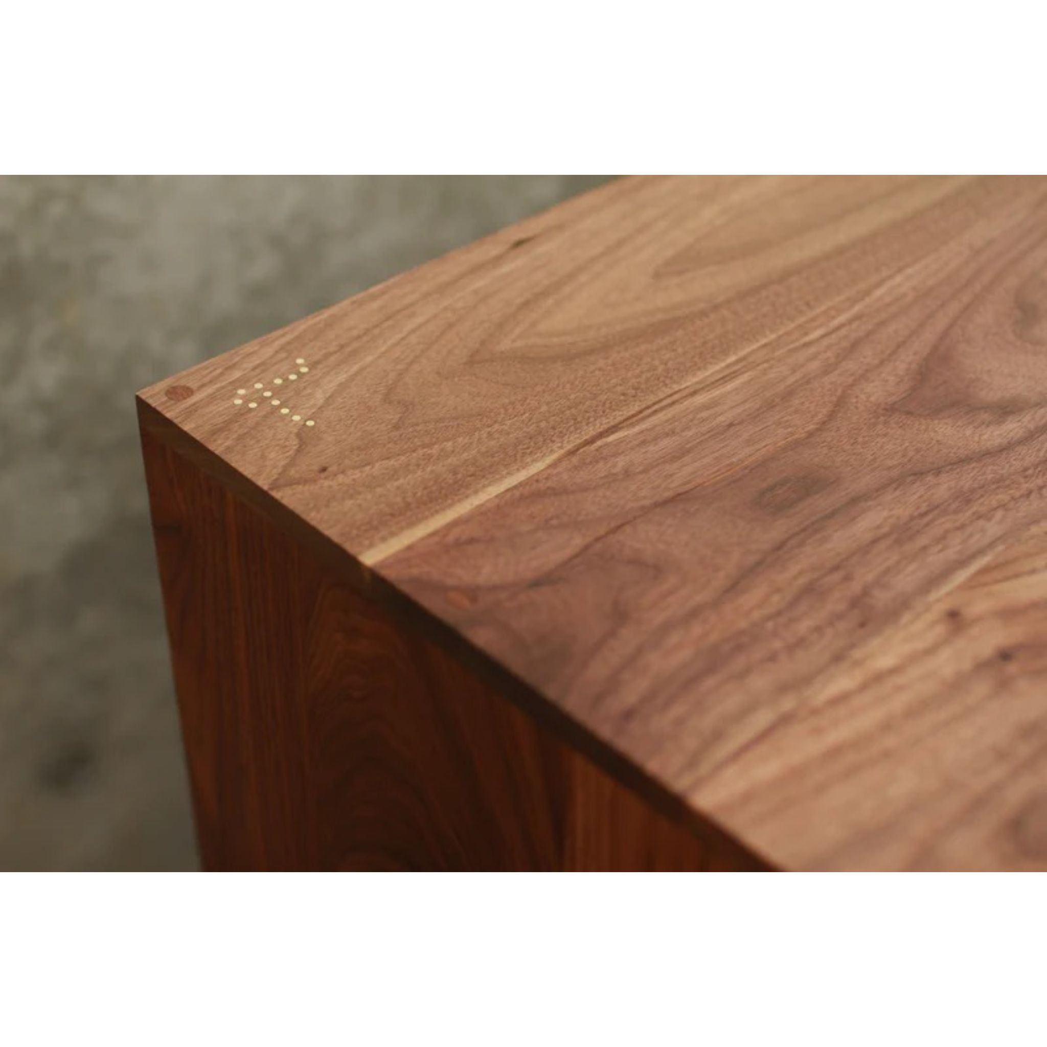 Ulrich Vinyl Console Top Left Corner View by Tomfoolery Wood Co