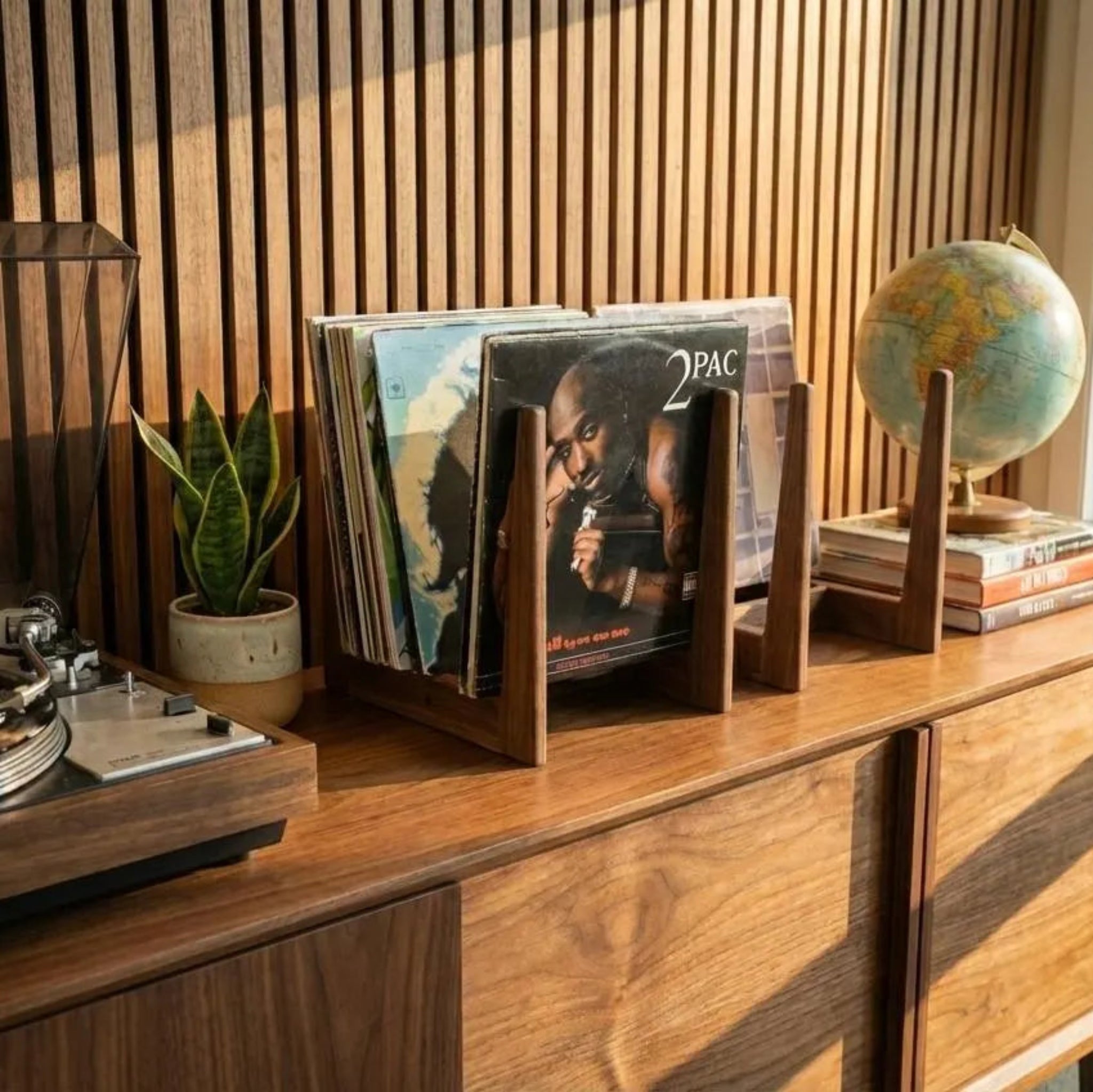 Solid Walnut Vinyl Record Storage Stand