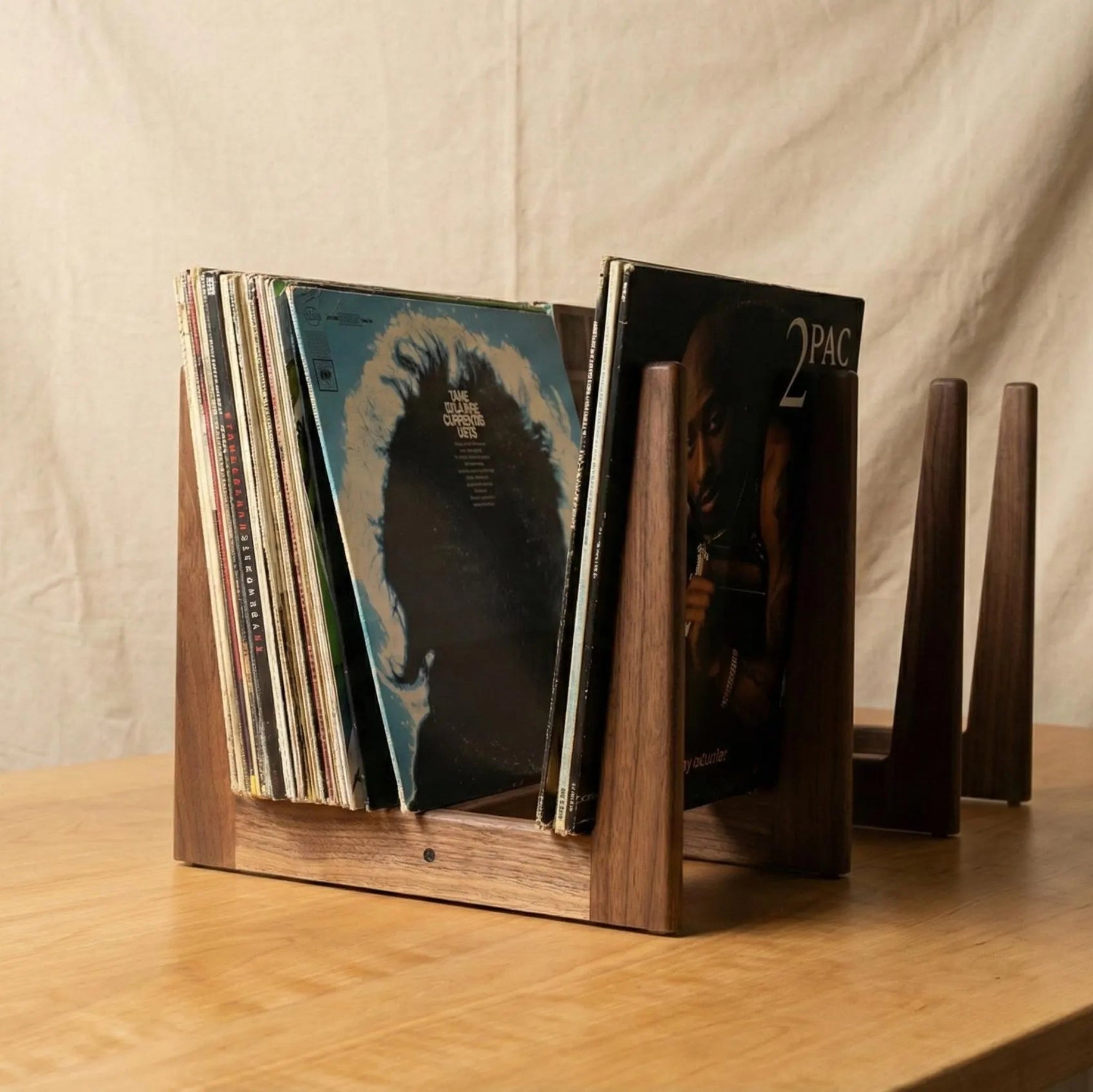 Solid Walnut Vinyl Record Storage Stand