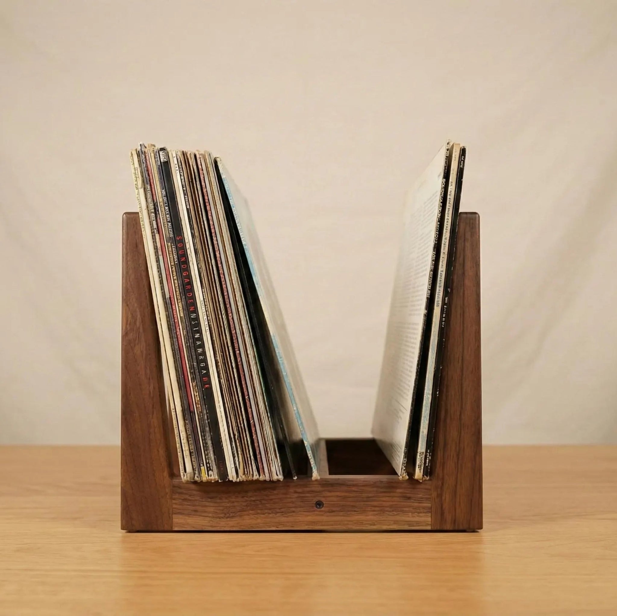 Solid Walnut Vinyl Record Storage Stand