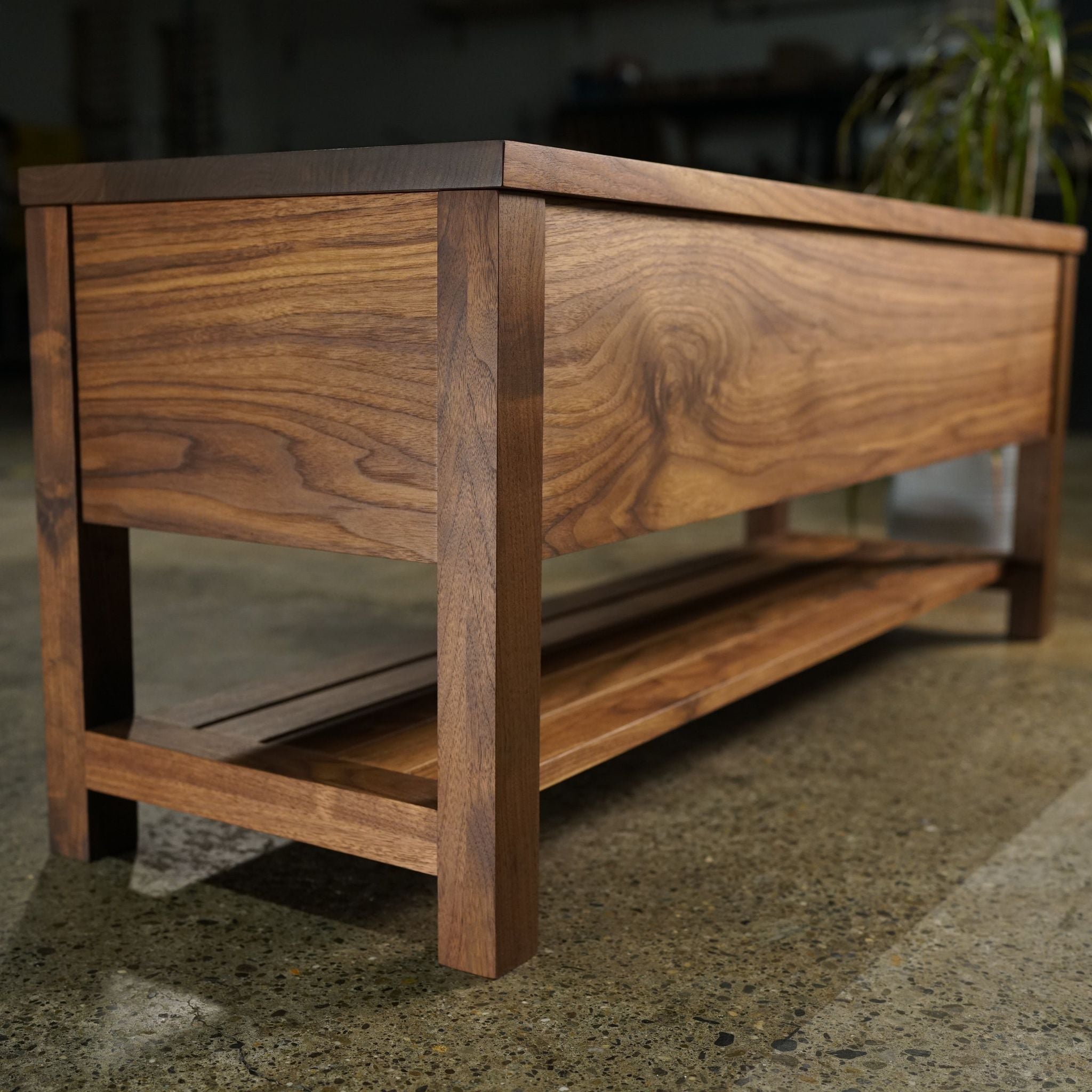 Venkat Trunk Bench BN01 Left Side View by Tomfoolery Wood Co
