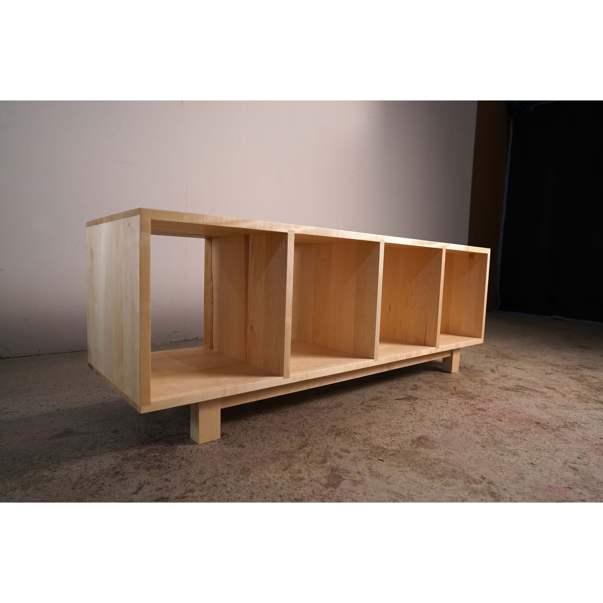 Warner Foyer Bench LP Vinyl Storage BN21 Full View by Tomfoolery Wood Co