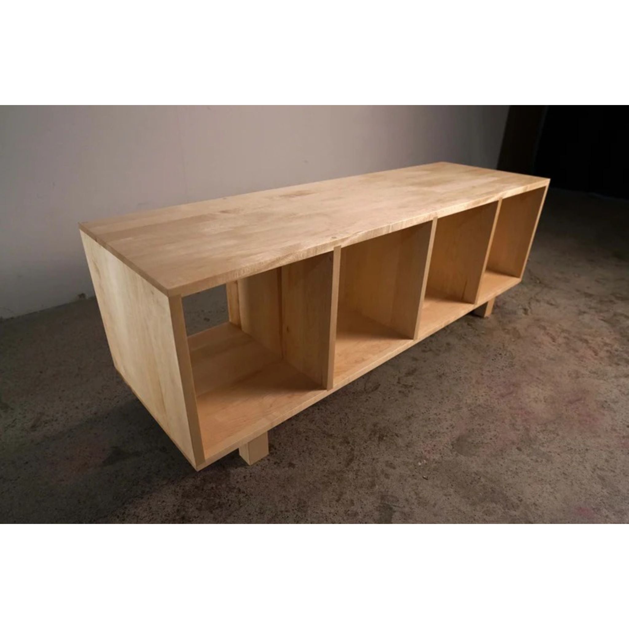 Warner Foyer Bench LP Vinyl Storage BN21 Top Side View by Tomfoolery Wood Co