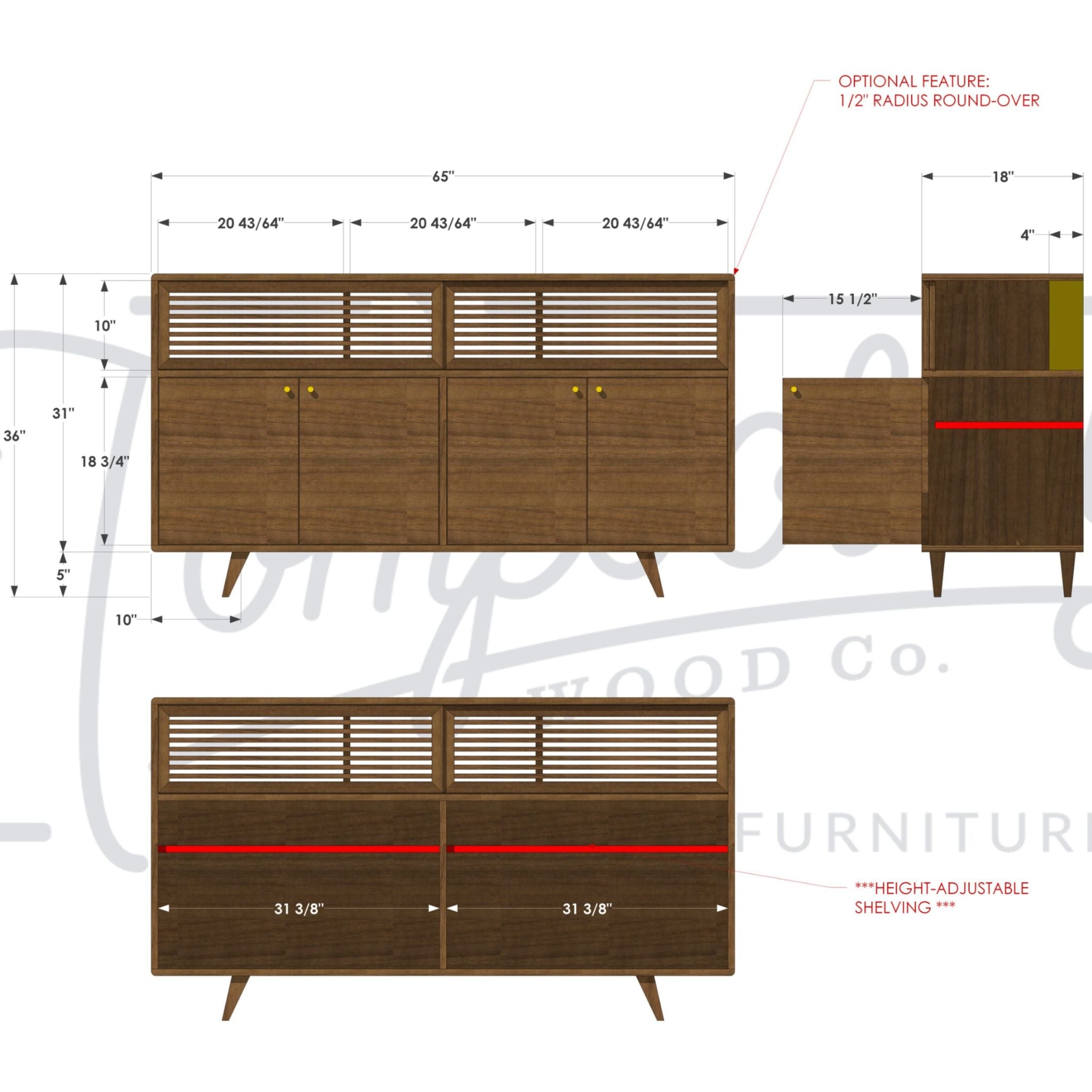 Zamora Console CN10 Dimensions by Tomfoolery Wood Co