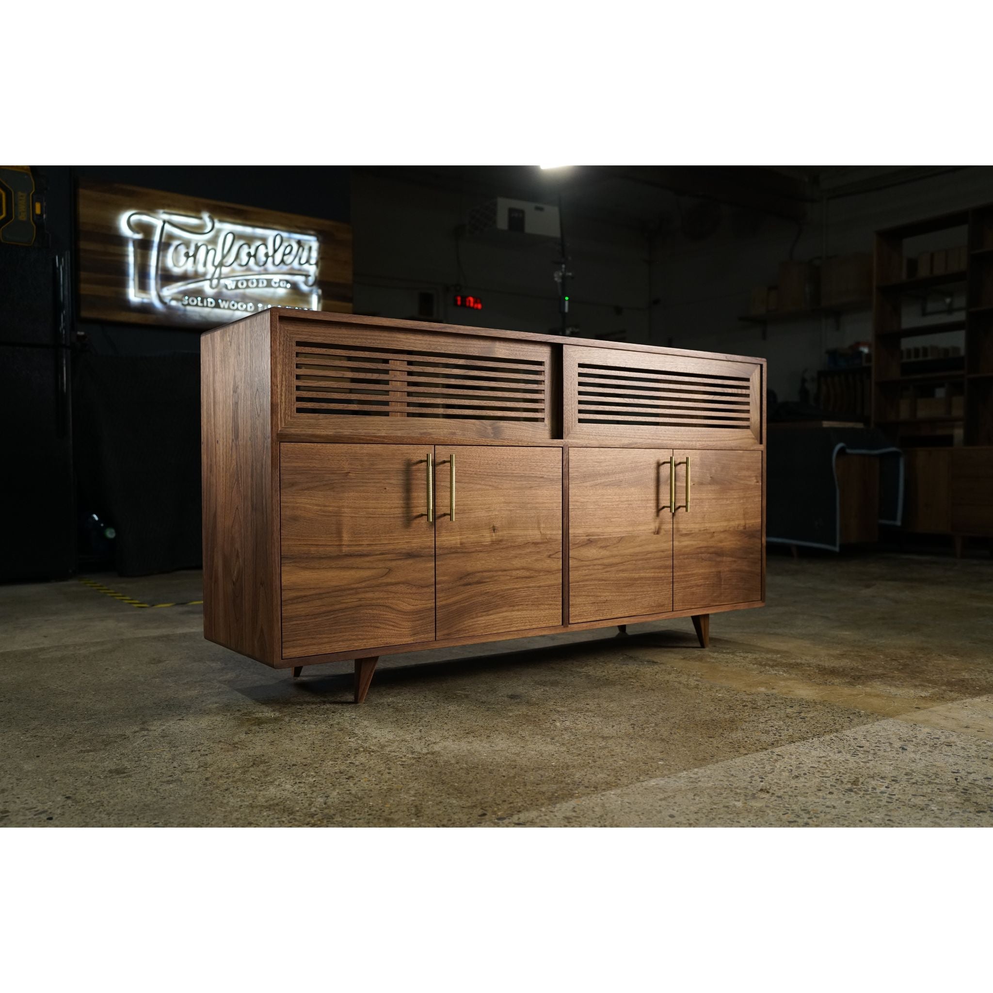 Zamora Console - Custom Slatted Door Console | Tomfoolery Wood Co.