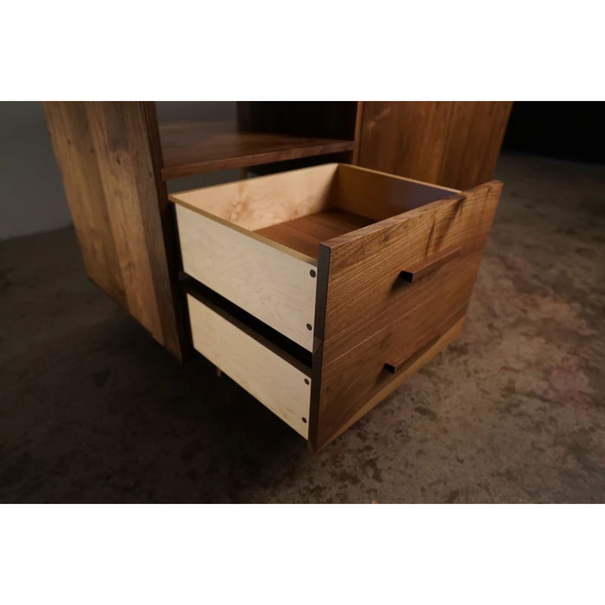 Davids Media Console 55 W CN39 Opened Drawer View by Tomfoolery Wood Co