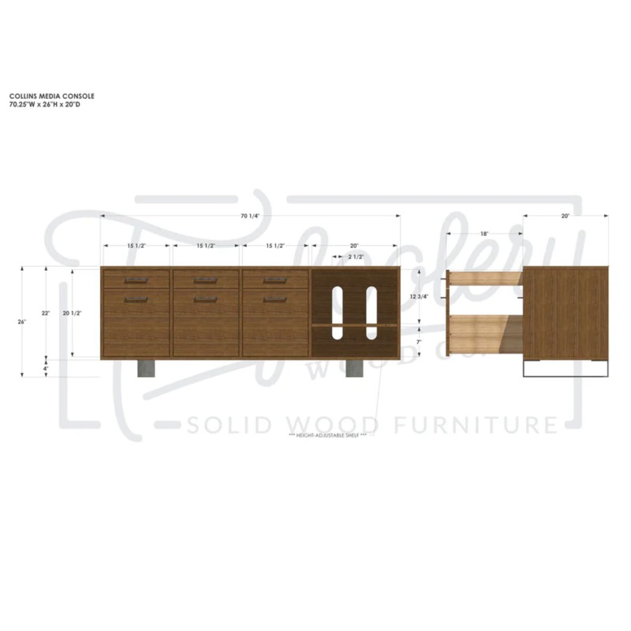 Collins Media Console CN66 Dimensions by Tomfoolery Wood Co