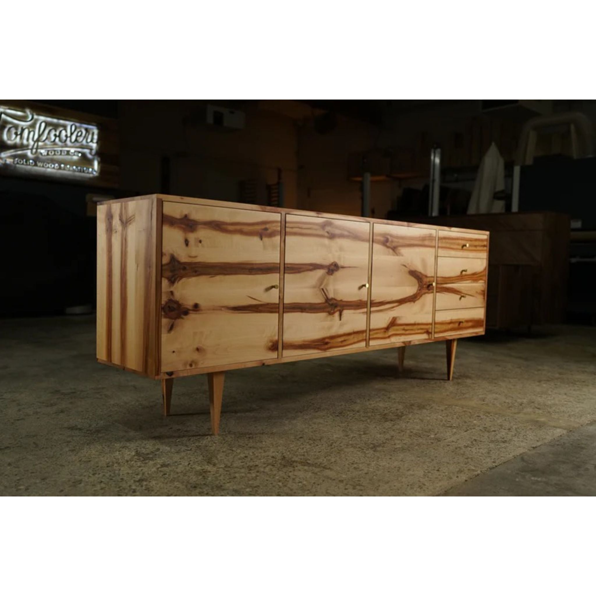 Danish Modern Console CN34 Full Side View by Tomfoolery Wood Co